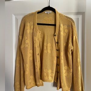 Madewell Floral Open-stitch cardigan sweater size small in Marigold